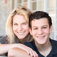 tightly cropped image of parent and child